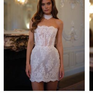 Rosie Etienne Stephanie White Lace Strapless Dress